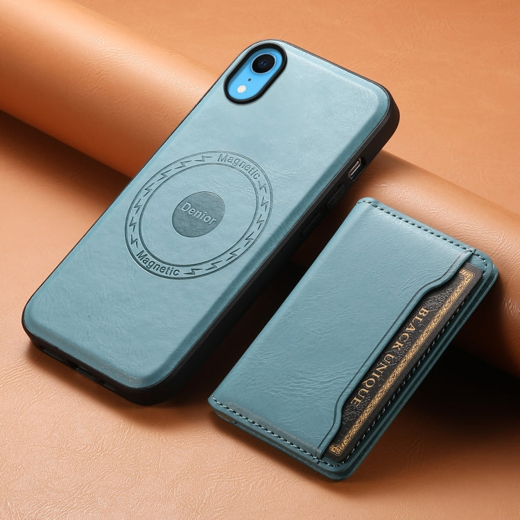 For iPhone XR Denior Cowhide Texture Leather MagSafe Detachable Wallet Phone Case(Blue) - More iPhone Cases by Denior | Online Shopping South Africa | PMC Jewellery | Buy Now Pay Later Mobicred