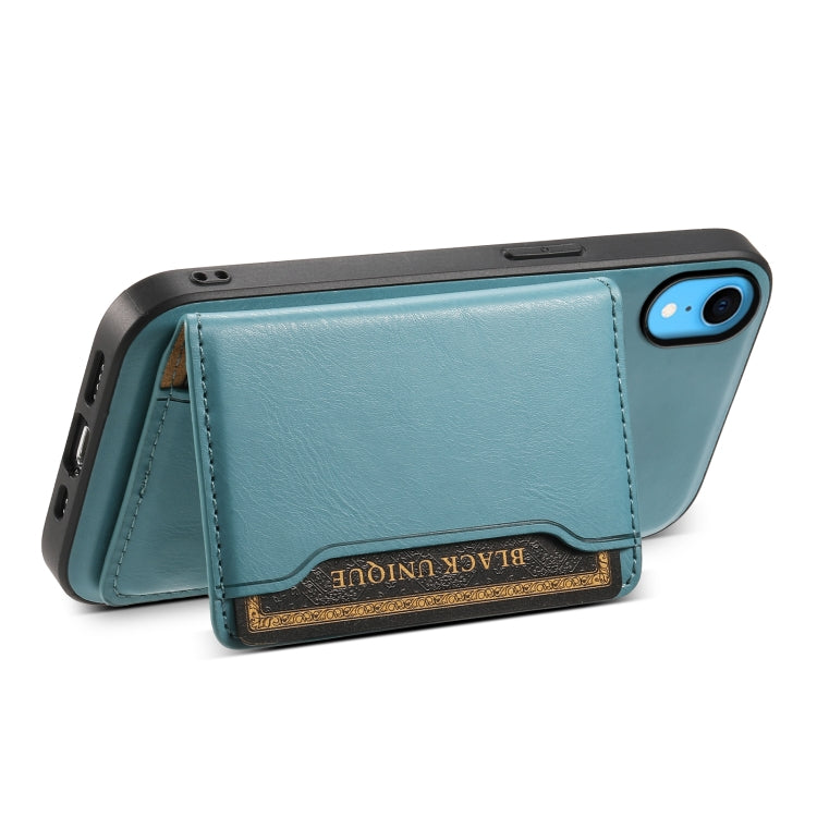 For iPhone XR Denior Cowhide Texture Leather MagSafe Detachable Wallet Phone Case(Blue) - More iPhone Cases by Denior | Online Shopping South Africa | PMC Jewellery | Buy Now Pay Later Mobicred