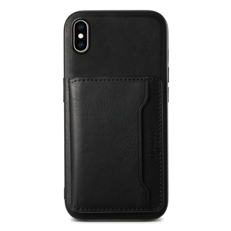 For iPhone XS Max Denior Cowhide Texture Leather MagSafe Detachable Wallet Phone Case(Black) - More iPhone Cases by Denior | Online Shopping South Africa | PMC Jewellery | Buy Now Pay Later Mobicred