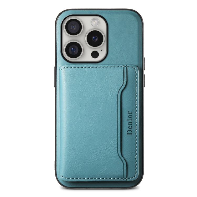 For iPhone 16 Pro Max Denior Cowhide Texture Leather MagSafe Detachable Wallet Phone Case(Blue) - iPhone 16 Pro Max Cases by Denior | Online Shopping South Africa | PMC Jewellery | Buy Now Pay Later Mobicred