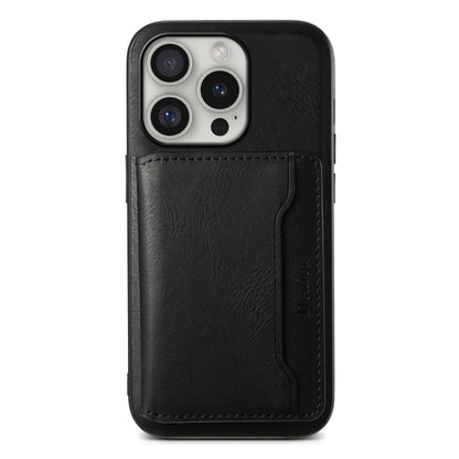 For iPhone 16 Pro Max Denior Cowhide Texture Leather MagSafe Detachable Wallet Phone Case(Black) - iPhone 16 Pro Max Cases by Denior | Online Shopping South Africa | PMC Jewellery | Buy Now Pay Later Mobicred