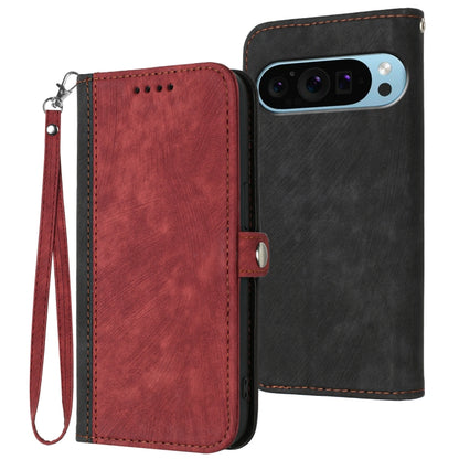 For Google Pixel 9 Side Buckle Double Fold Hand Strap Leather Phone Case(Red) - Google Cases by PMC Jewellery | Online Shopping South Africa | PMC Jewellery | Buy Now Pay Later Mobicred