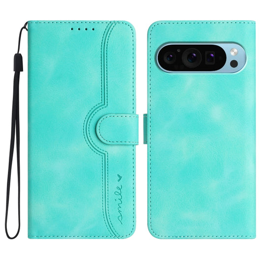 For Google Pixel 9 Pro Heart Pattern Skin Feel Leather Phone Case(Light Blue) - Google Cases by PMC Jewellery | Online Shopping South Africa | PMC Jewellery | Buy Now Pay Later Mobicred