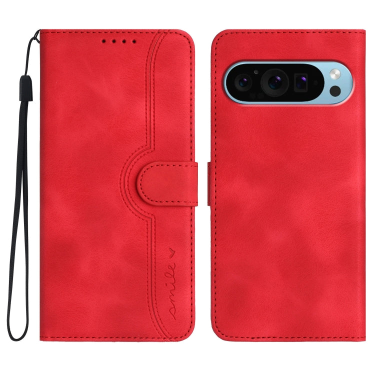 For Google Pixel 9 Heart Pattern Skin Feel Leather Phone Case(Red) - Google Cases by PMC Jewellery | Online Shopping South Africa | PMC Jewellery | Buy Now Pay Later Mobicred