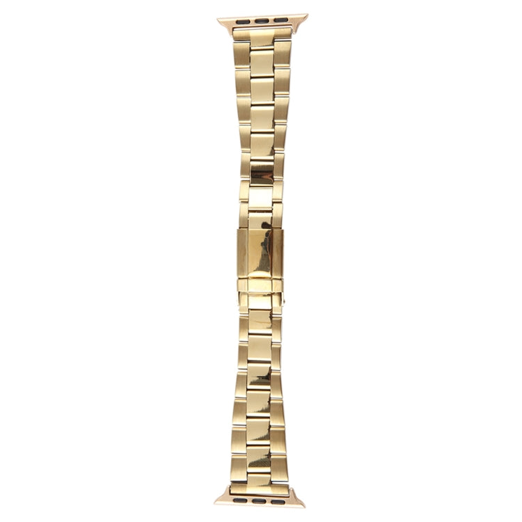 For Apple Watch SE 2023 44mm Three-Bead Stainless Steel Watch Band(Gold) - free shipping - PMC TechLife - Order now!