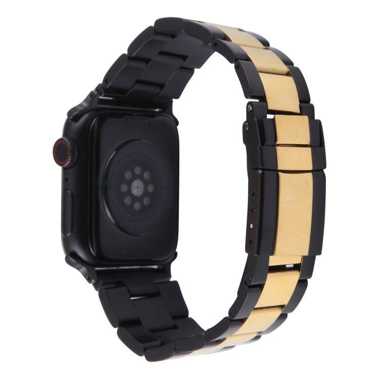 For Apple Watch Ultra 2 49mm Three-Bead Stainless Steel Watch Band(Black Gold) - Watch Bands by PMC Jewellery | Online Shopping South Africa | PMC Jewellery