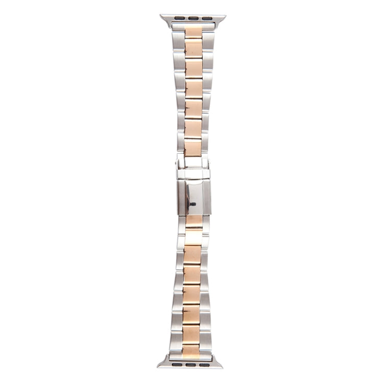 For Apple Watch Series 9 41mm Three-Bead Stainless Steel Watch Band(Silver Rose Gold) - free shipping - PMC TechLife - Order now!