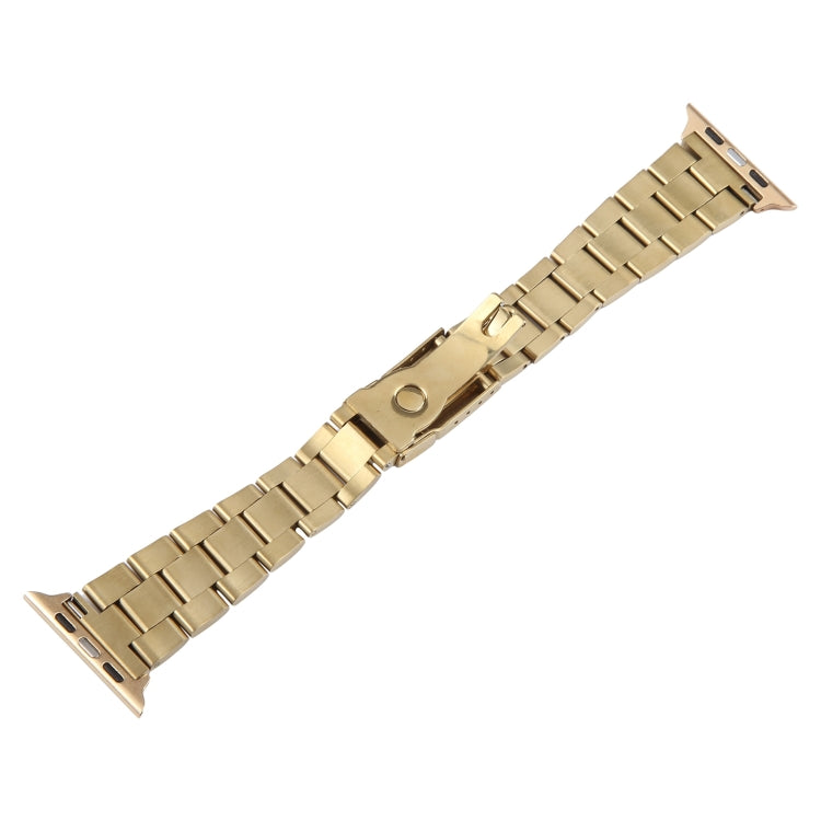 For Apple Watch SE 2022 44mm Three-Bead Stainless Steel Watch Band(Gold) - free shipping - PMC TechLife - Order now!