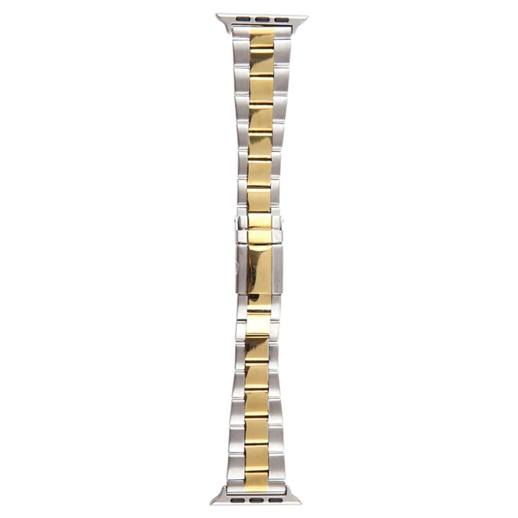 For Apple Watch Series 7 45mm Three-Bead Stainless Steel Watch Band(Silver Gold) - free shipping - PMC TechLife - Order now!