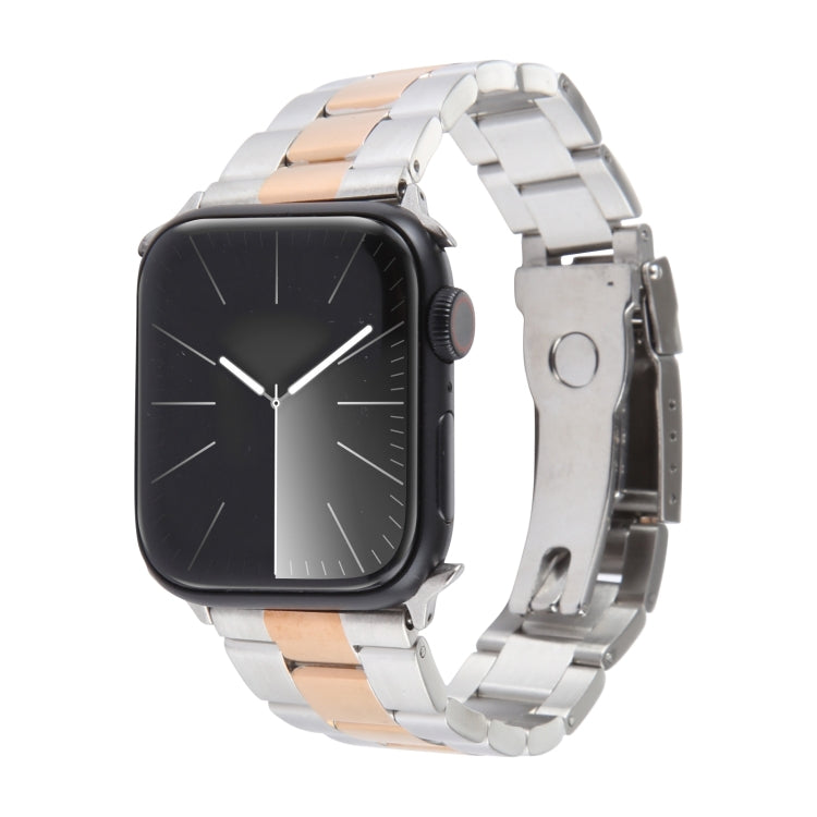 For Apple Watch Series 5 40mm Three-Bead Stainless Steel Watch Band(Silver Rose Gold) - free shipping - PMC TechLife - Order now!