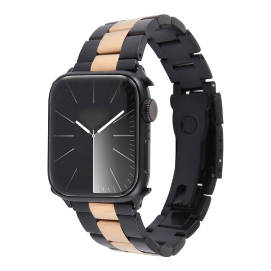 For Apple Watch Series 4 40mm Three-Bead Stainless Steel Watch Band(Black Rose Gold) - Watch Bands by PMC Jewellery | Online Shopping South Africa | PMC Jewellery