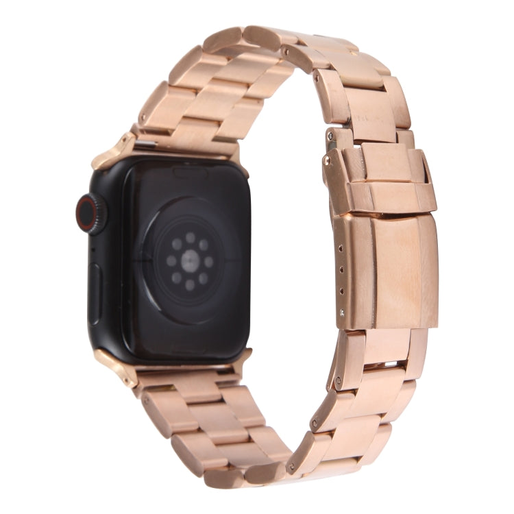 For Apple Watch Series 4 40mm Three-Bead Stainless Steel Watch Band(Rose Gold) - free shipping - PMC TechLife - Order now!