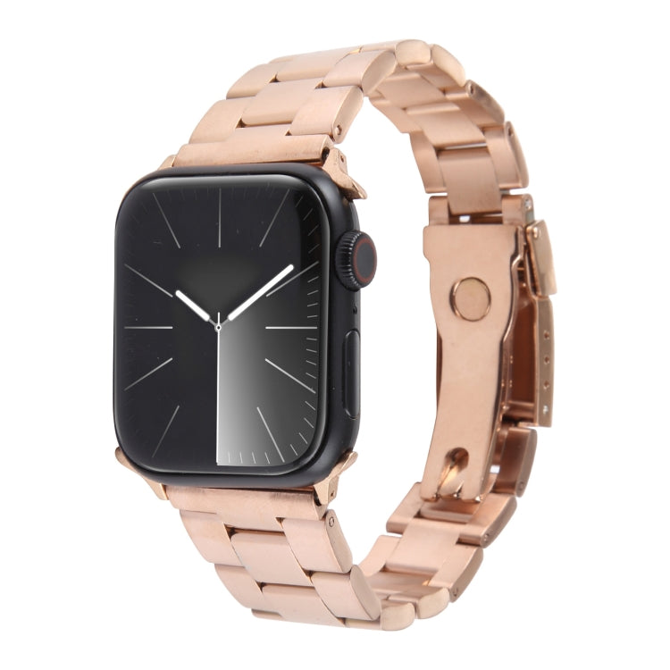 For Apple Watch Series 2 42mm Three-Bead Stainless Steel Watch Band(Rose Gold) - free shipping - PMC TechLife - Order now!