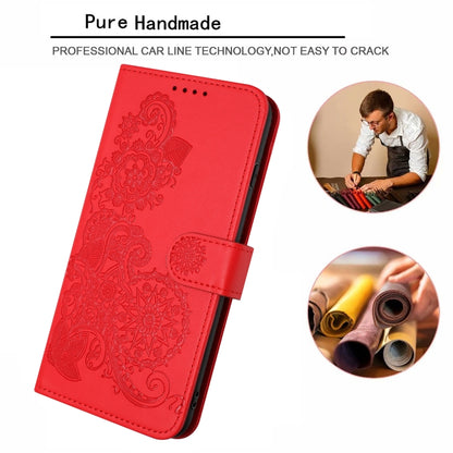 For Huawei Pura 70 Datura Flower Embossed Flip Leather Phone Case(Red) - Huawei Cases by PMC Jewellery | Online Shopping South Africa | PMC Jewellery | Buy Now Pay Later Mobicred