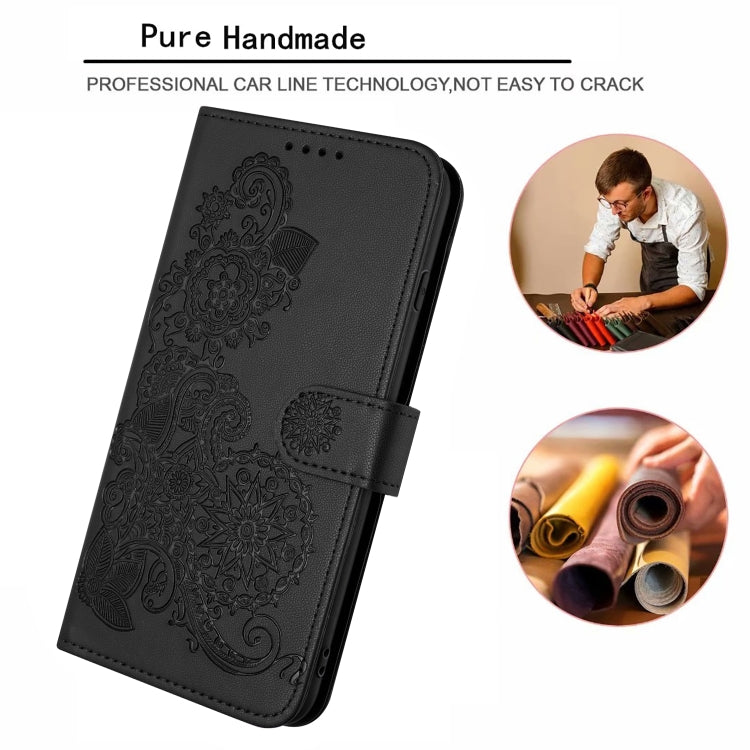 For Huawei Pura 70 Datura Flower Embossed Flip Leather Phone Case(Black) - Huawei Cases by PMC Jewellery | Online Shopping South Africa | PMC Jewellery | Buy Now Pay Later Mobicred