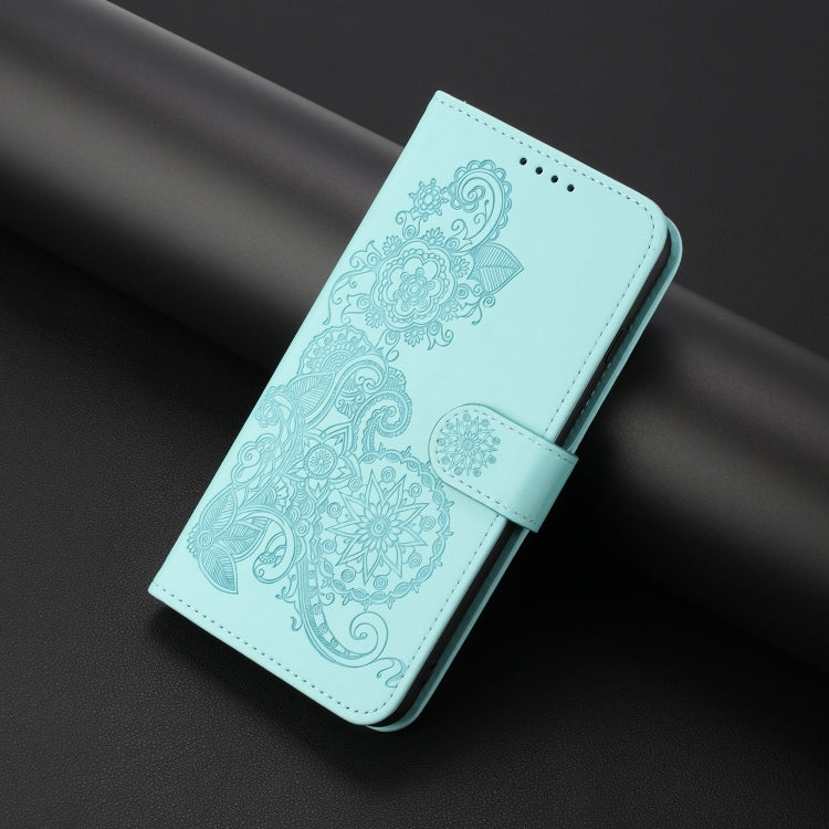 For Google Pixel 9 Datura Flower Embossed Flip Leather Phone Case(Light blue) - Google Cases by PMC Jewellery | Online Shopping South Africa | PMC Jewellery | Buy Now Pay Later Mobicred