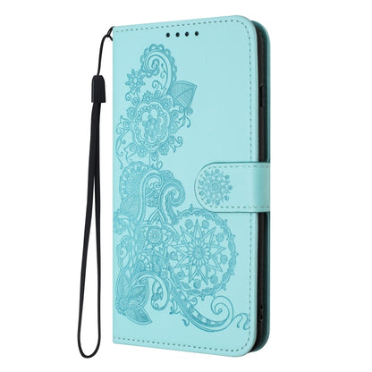 For Google Pixel 9 Datura Flower Embossed Flip Leather Phone Case(Light blue) - Google Cases by PMC Jewellery | Online Shopping South Africa | PMC Jewellery | Buy Now Pay Later Mobicred