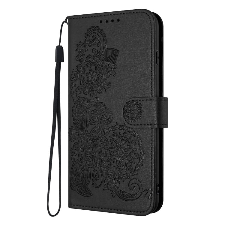 For Google Pixel 9 Datura Flower Embossed Flip Leather Phone Case(Black) - Google Cases by PMC Jewellery | Online Shopping South Africa | PMC Jewellery | Buy Now Pay Later Mobicred