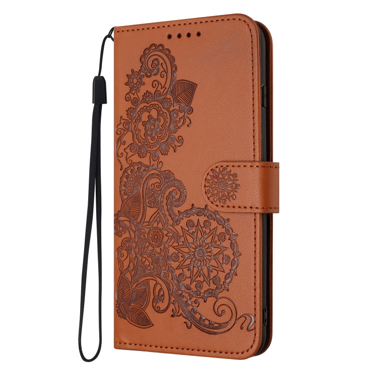 For Xiaomi Redmi K70 Datura Flower Embossed Flip Leather Phone Case(Brown) - K70 Cases by PMC Jewellery | Online Shopping South Africa | PMC Jewellery | Buy Now Pay Later Mobicred