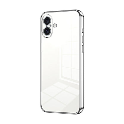 For iPhone 16 Plus Transparent Plating Fine Hole Phone Case(Silver) - iPhone 16 Plus Cases by PMC Jewellery | Online Shopping South Africa | PMC Jewellery | Buy Now Pay Later Mobicred