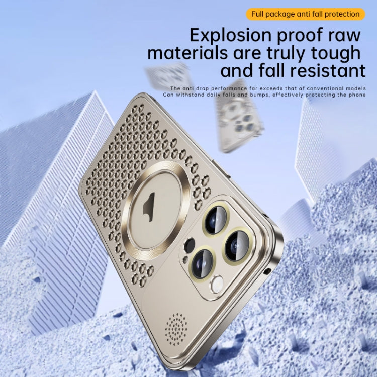 For iPhone 15 Spring Buckle MagSafe Magnetic Metal Aromatherapy Phone Case(Blue) - iPhone 15 Cases by PMc TechLife | Online Shopping South Africa | PMc TechLife | Buy Now Pay Later Mobicred