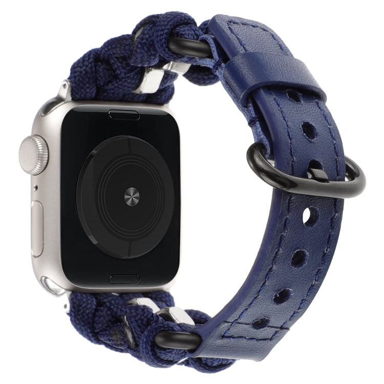 For Apple Watch Ultra 2 49mm Paracord Genuine Leather Watch Band(Royal Blue) - Watch Bands by PMC TechLife | Online Shopping South Africa | PMC TechLife | Buy Now Pay Later Mobicred