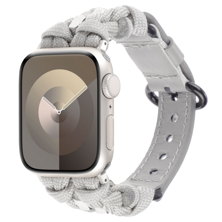 For Apple Watch Ultra 2 49mm Paracord Genuine Leather Watch Band(Grey) - Watch Bands by PMC TechLife | Online Shopping South Africa | PMC TechLife | Buy Now Pay Later Mobicred