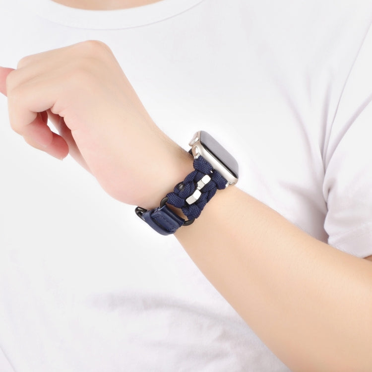 For Apple Watch Ultra 49mm Paracord Genuine Leather Watch Band(Royal Blue) - Watch Bands by PMC TechLife | Online Shopping South Africa | PMC TechLife | Buy Now Pay Later Mobicred