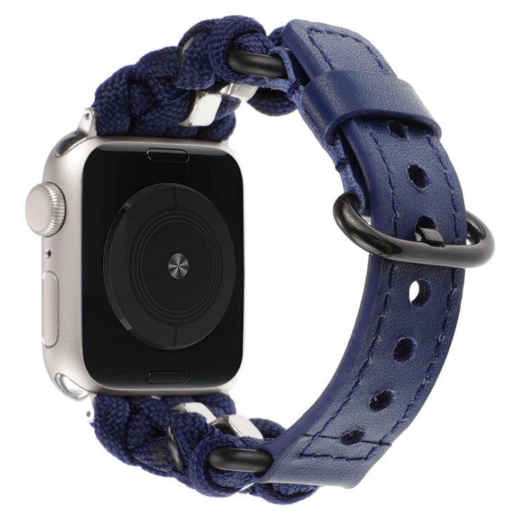 For Apple Watch Ultra 49mm Paracord Genuine Leather Watch Band(Royal Blue) - Watch Bands by PMC TechLife | Online Shopping South Africa | PMC TechLife | Buy Now Pay Later Mobicred