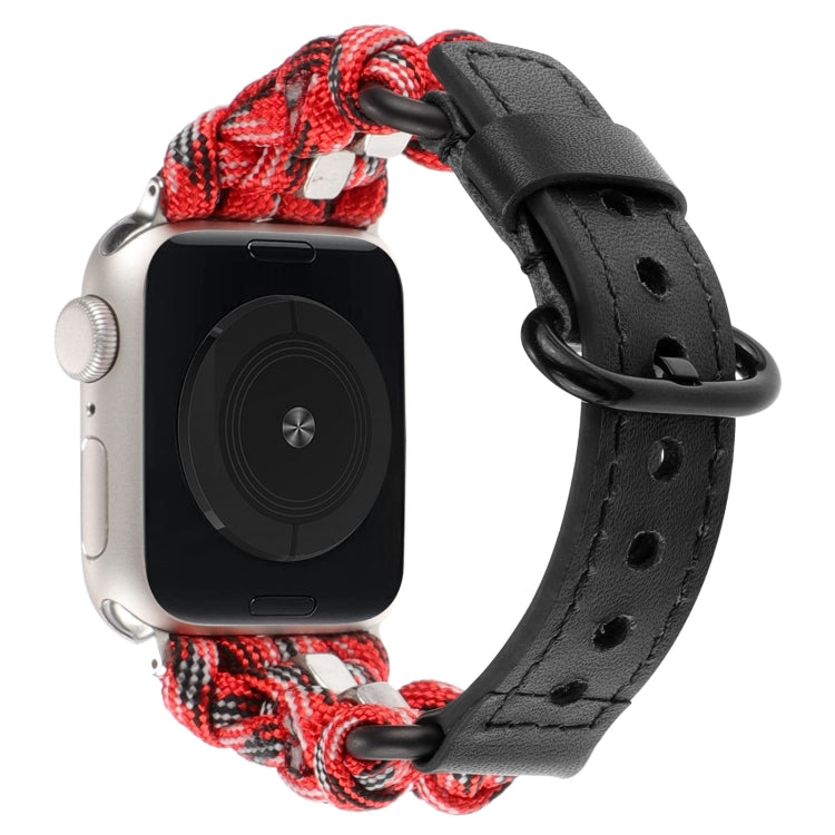 For Apple Watch Ultra 49mm Paracord Genuine Leather Watch Band(Black Red Camo) - Watch Bands by PMC TechLife | Online Shopping South Africa | PMC TechLife | Buy Now Pay Later Mobicred