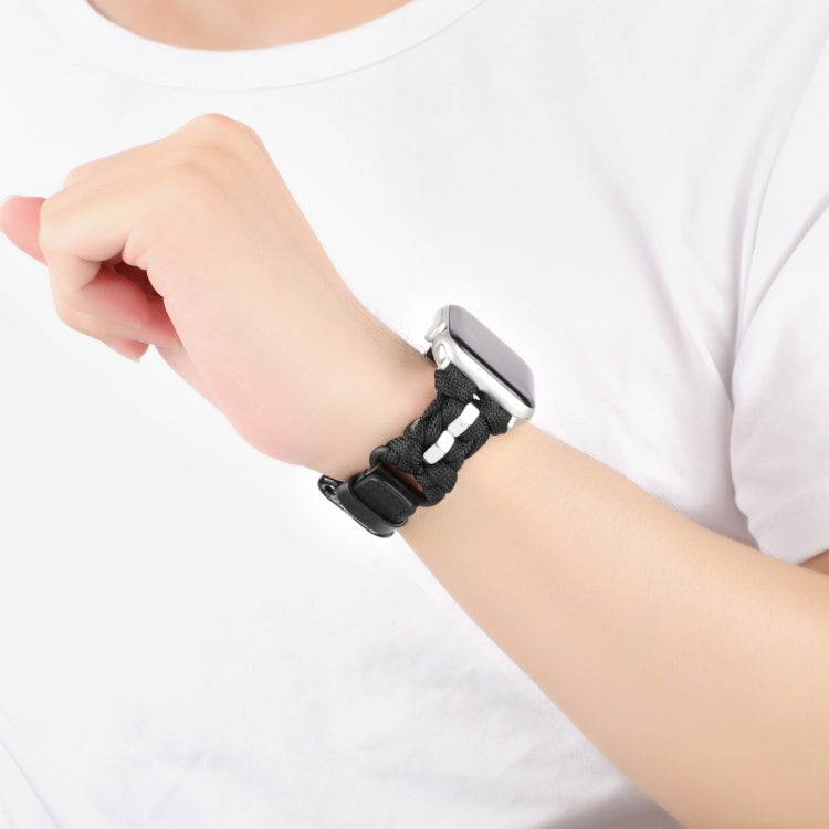 For Apple Watch Ultra 49mm Paracord Genuine Leather Watch Band(Black) - Watch Bands by PMC TechLife | Online Shopping South Africa | PMC TechLife | Buy Now Pay Later Mobicred