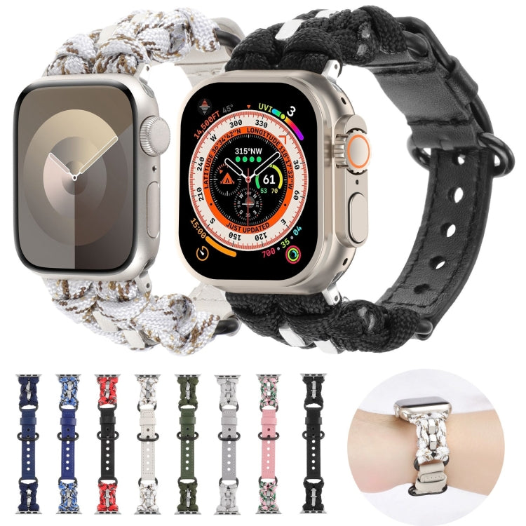 For Apple Watch Ultra 49mm Paracord Genuine Leather Watch Band(Royal Blue) - Watch Bands by PMC TechLife | Online Shopping South Africa | PMC TechLife | Buy Now Pay Later Mobicred