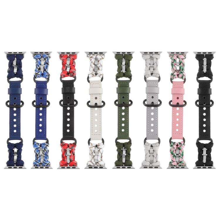 For Apple Watch Ultra 49mm Paracord Genuine Leather Watch Band(Royal Blue) - Watch Bands by PMC TechLife | Online Shopping South Africa | PMC TechLife | Buy Now Pay Later Mobicred