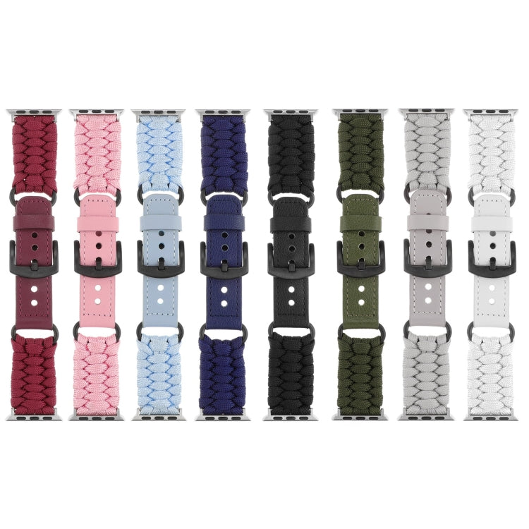 For Apple Watch Ultra 2 49mm Plain Paracord Genuine Leather Watch Band(Royal Blue) - Watch Bands by PMC TechLife | Online Shopping South Africa | PMC TechLife | Buy Now Pay Later Mobicred