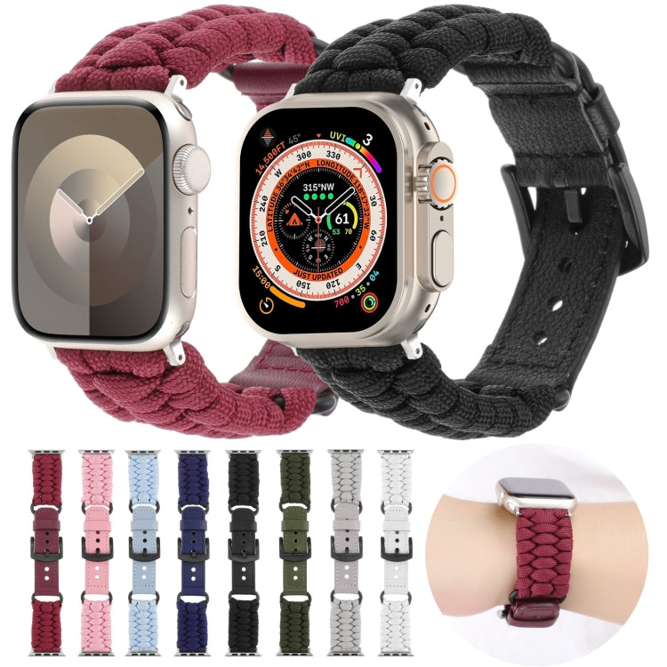 For Apple Watch Ultra 2 49mm Plain Paracord Genuine Leather Watch Band(Royal Blue) - Watch Bands by PMC TechLife | Online Shopping South Africa | PMC TechLife | Buy Now Pay Later Mobicred
