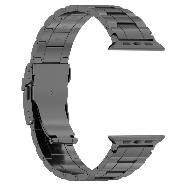 For Apple Watch SE 2023 44mm Safety Buckle Trapezoid Titanium Steel Watch Band(Grey) - Watch Bands by PMC TechLife | Online Shopping South Africa | PMC TechLife | Buy Now Pay Later Mobicred