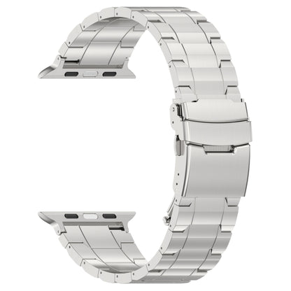 For Apple Watch SE 2023 40mm Safety Buckle Trapezoid Titanium Steel Watch Band(Silver) - Watch Bands by PMC Jewellery | Online Shopping South Africa | PMC Jewellery