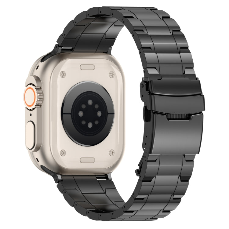 For Apple Watch Series 8 41mm Safety Buckle Trapezoid Titanium Steel Watch Band(Black) - free shipping - PMC TechLife - Order now!
