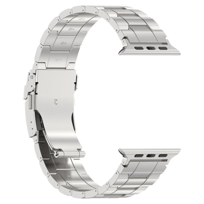 For Apple Watch SE 2022 40mm Safety Buckle Trapezoid Titanium Steel Watch Band(Silver) - Watch Bands by PMC Jewellery | Online Shopping South Africa | PMC Jewellery