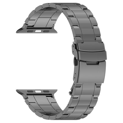 For Apple Watch SE 2022 44mm Safety Buckle Trapezoid Titanium Steel Watch Band(Grey) - Watch Bands by PMC Jewellery | Online Shopping South Africa | PMC Jewellery