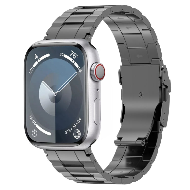 For Apple Watch SE 44mm Safety Buckle Trapezoid Titanium Steel Watch Band(Grey) - Watch Bands by PMC TechLife | Online Shopping South Africa | PMC TechLife
