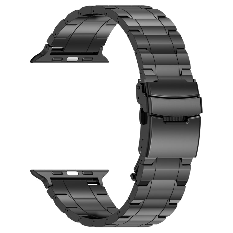 For Apple Watch Series 6 40mm Safety Buckle Trapezoid Titanium Steel Watch Band(Black) - Watch Bands by PMC TechLife | Online Shopping South Africa | PMC TechLife