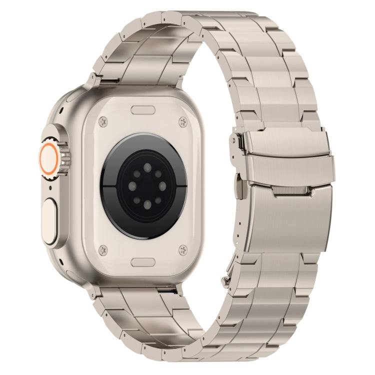 For Apple Watch Series 5 40mm Safety Buckle Trapezoid Titanium Steel Watch Band(Titanium) - Watch Bands by PMC TechLife | Online Shopping South Africa | PMC TechLife