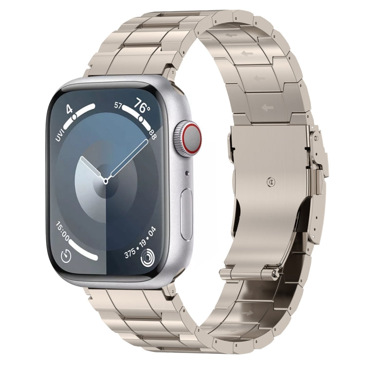 For Apple Watch Series 3 42mm Safety Buckle Trapezoid Titanium Steel Watch Band(Titanium) - Watch Bands by PMC TechLife | Online Shopping South Africa | PMC TechLife