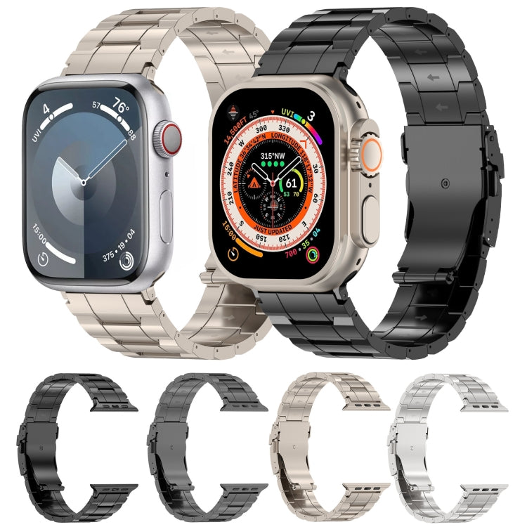 For Apple Watch Ultra 2 49mm Safety Buckle Trapezoid Titanium Steel Watch Band(Titanium) - Watch Bands by PMC TechLife | Online Shopping South Africa | PMC TechLife