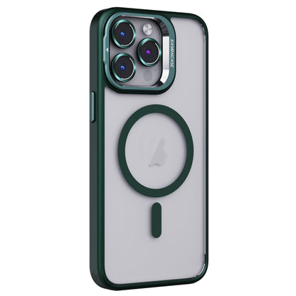 For iPhone 14 Pro Invisible Lens Holder PC + TPU Frosted MagSafe Phone Case(Green) - iPhone 14 Pro Cases by PMC Jewellery | Online Shopping South Africa | PMC Jewellery