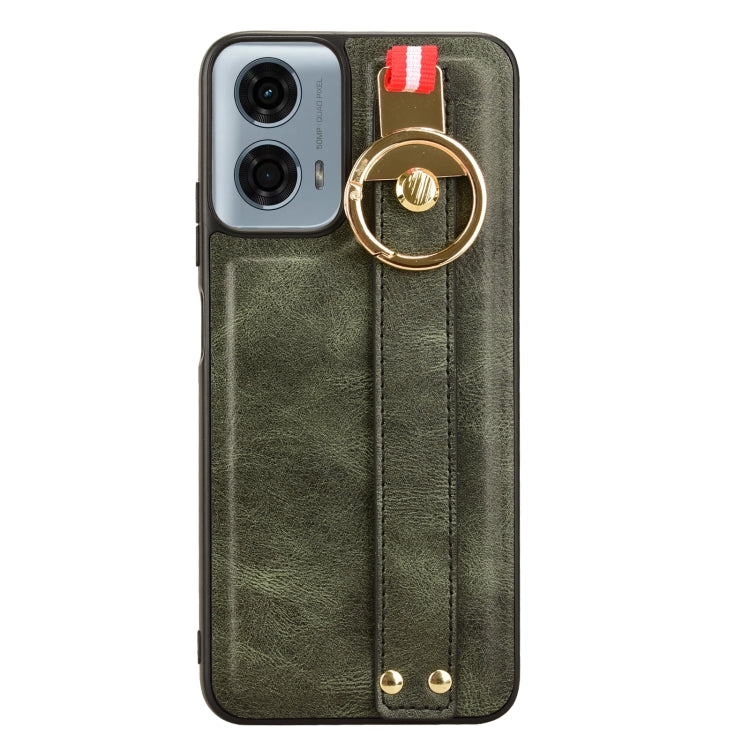 For Motorola Moto G Power 2024 Wristband Leather Back Phone Case(Green) - Motorola Cases by PMC Jewellery | Online Shopping South Africa | PMC Jewellery | Buy Now Pay Later Mobicred