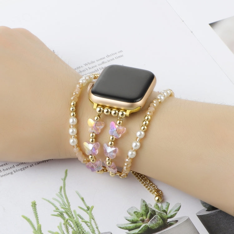 For Apple Watch Ultra 2 49mm Butterfly Chain Bracelet Metal Watch Band(Pink Gold) - Watch Bands by PMC TechLife | Online Shopping South Africa | PMC TechLife