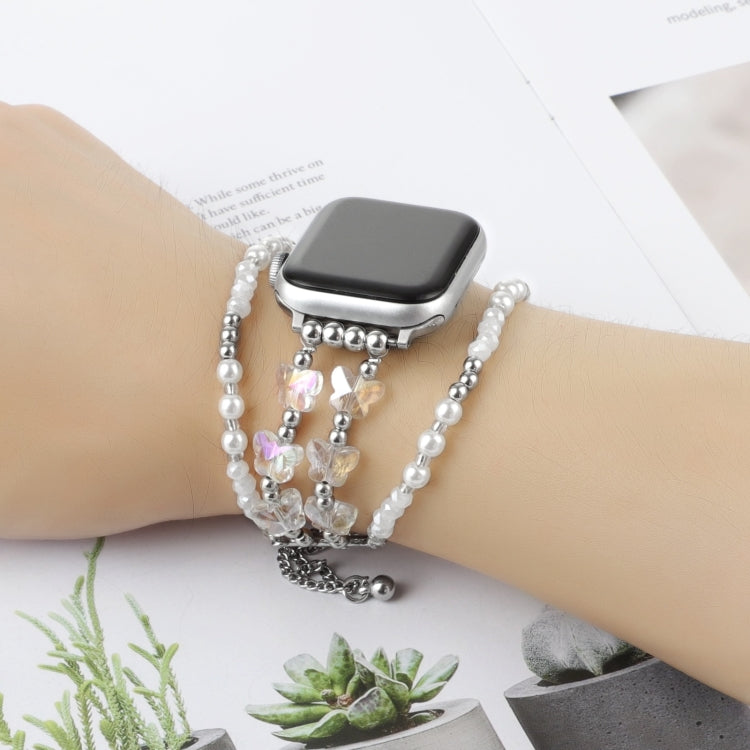 For Apple Watch Ultra 2 49mm Butterfly Chain Bracelet Metal Watch Band(Transparent Silver) - free shipping - PMC TechLife - Order now!