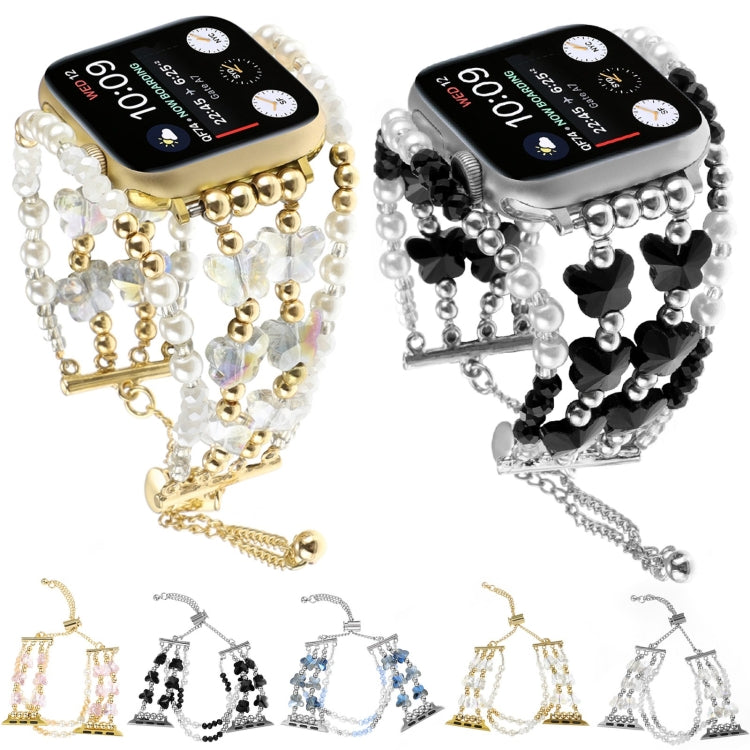 For Apple Watch SE 2023 40mm Butterfly Chain Bracelet Metal Watch Band(Transparent Gold) - Watch Bands by PMC Jewellery | Online Shopping South Africa | PMC Jewellery